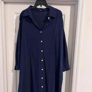 Navy Long Sleeve Shirt Dress